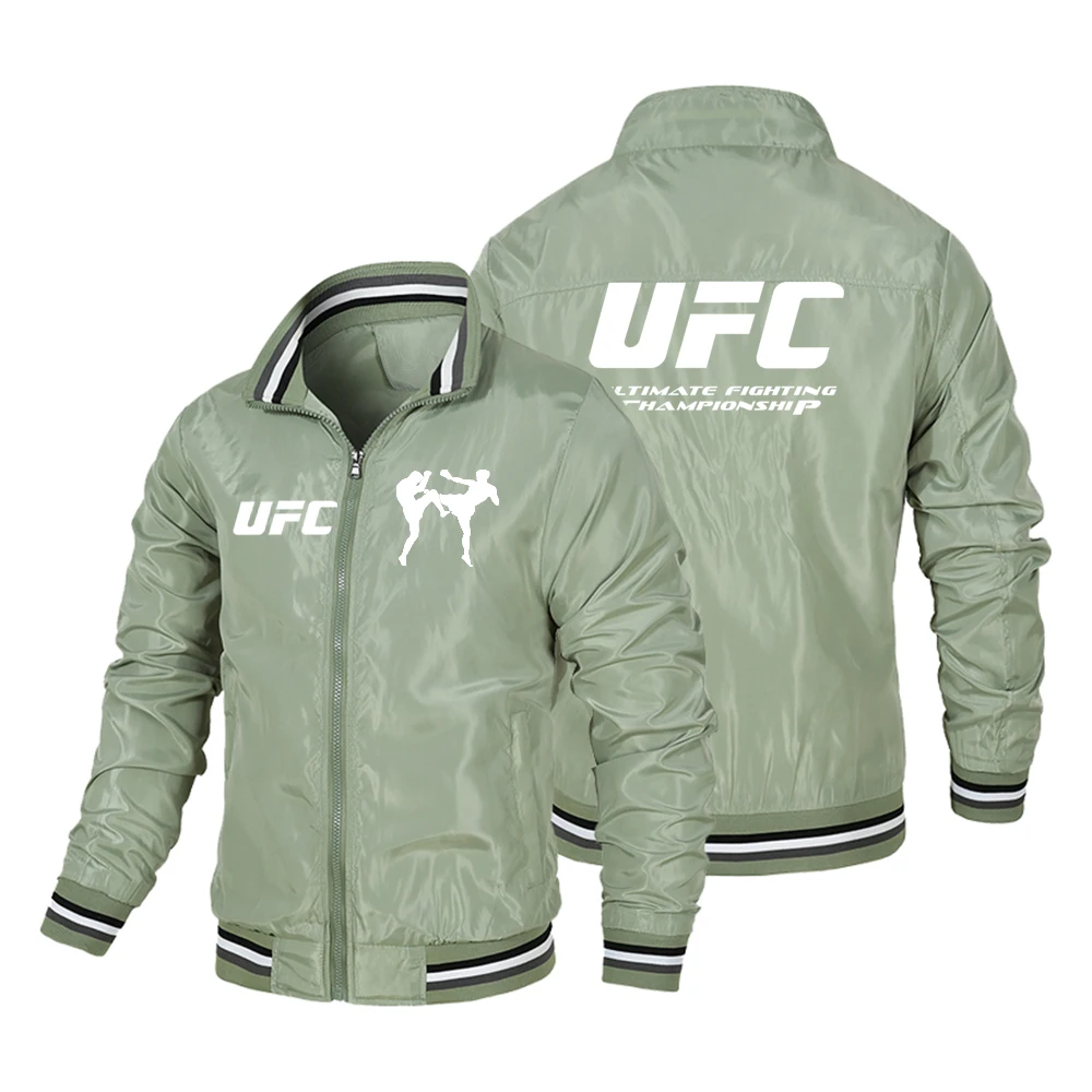 

Men's UFC Printed Stand Up collar Cardigan Long Sleeved Zipper Jacket Motorcycle Spring and Autumn Fashion C0ycling Jacket