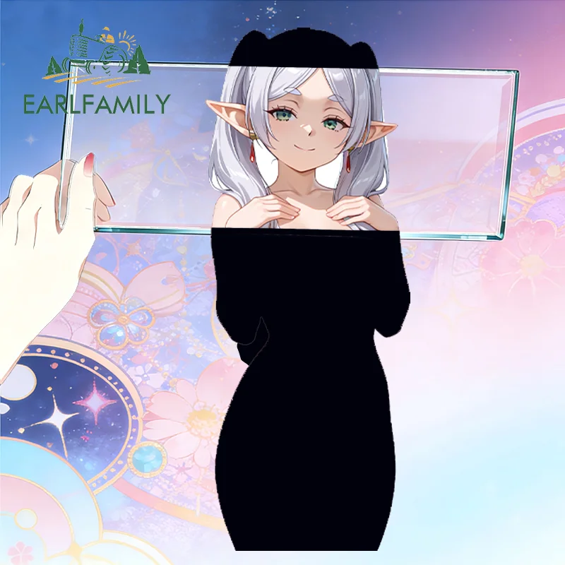 

EARLFAMILY Frieren Наклейки на автомобиль, мотоцикл, виниловые наклейки с индивидуальной печатью, наклейки на окна, автомобильные аксессуары, водонепроницаемые наклейки