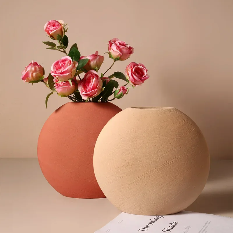 Round shaped classical fashion Home Decoration Flower Vase Living Room Ceramic Vase 210628-11