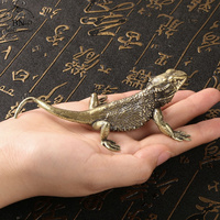 Vintage Copper Big lizard Tea Set Small Ornaments Antique Brass Animal Figurines Tea Pet Desk Decorations Home Decor Accessories