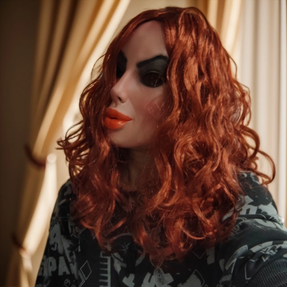 Masque en Latex pour cheveux longs dorés, beauté Sexy, nouveauté pour adultes, accessoire de Costumes pour fêtes et mascarade