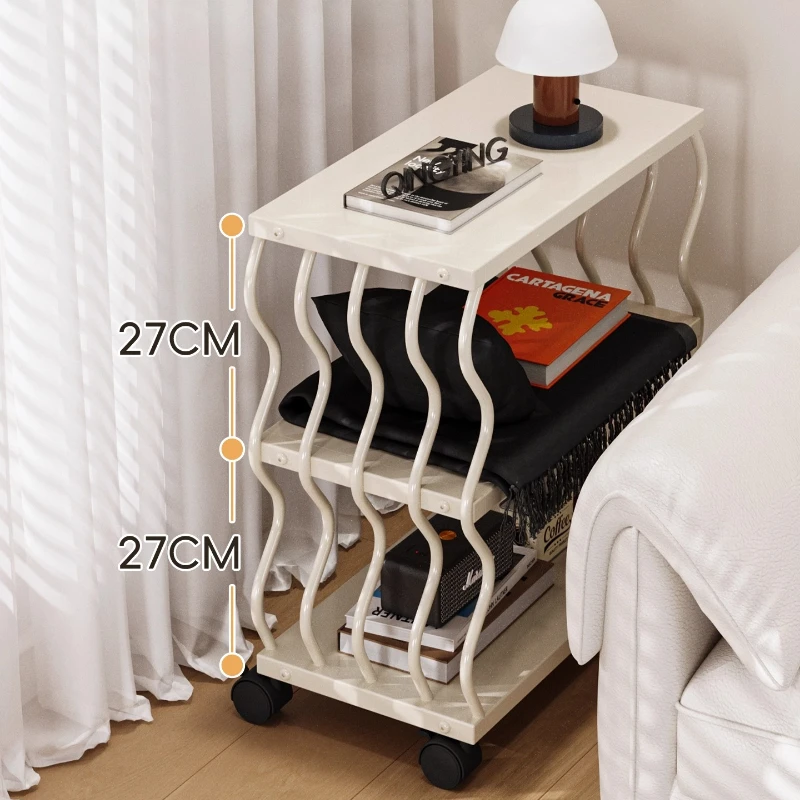 Modern Compact Iron Mobile Sofa Side Cabinet Rust-Resistant Multi-Function Bedroom Bedside Organizer