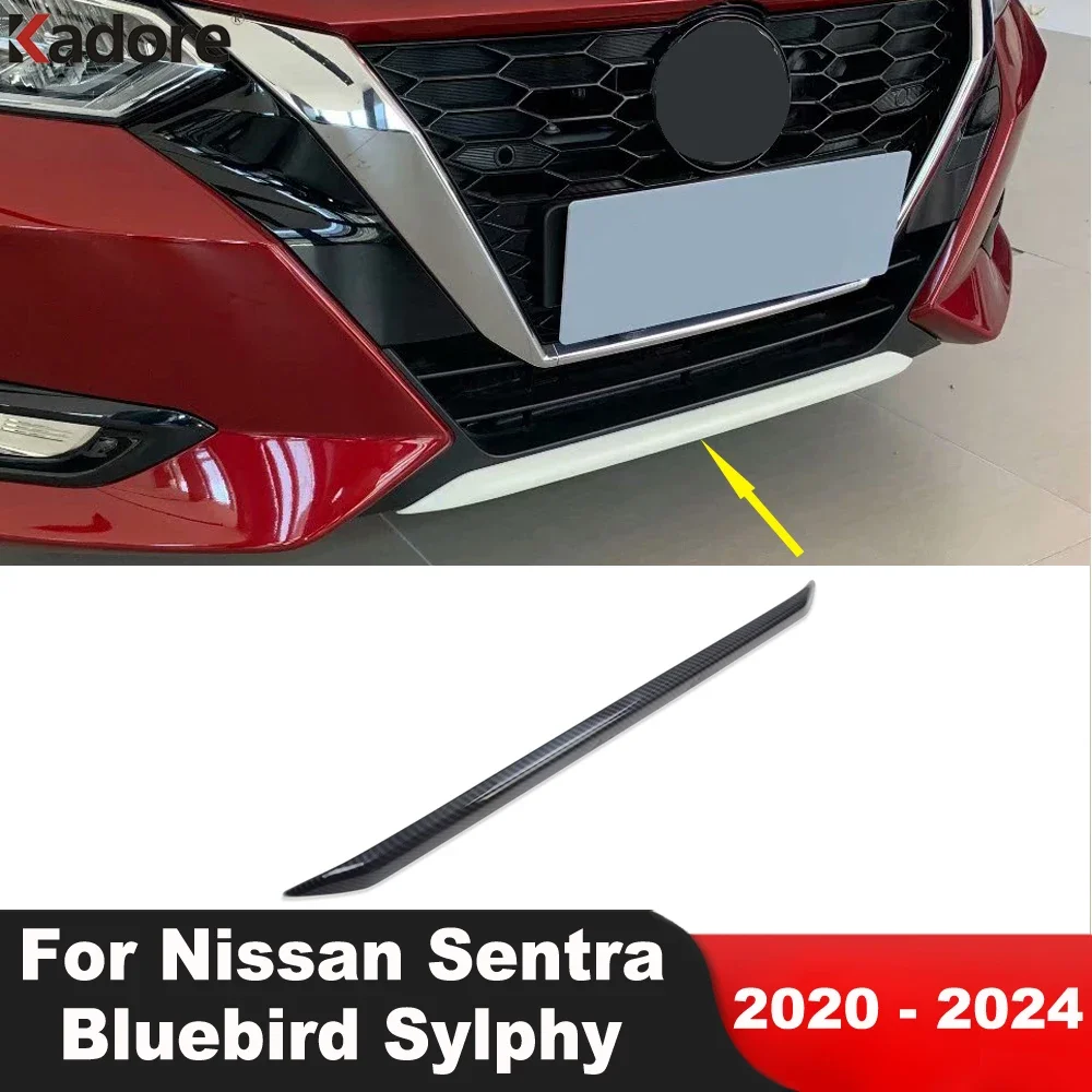 

For Nissan Sentra Bluebird Sylphy 2020 2021 2022 2023 2024 Carbon Car Front Bottom Bumper Cover Trim Molding Strip Accessories