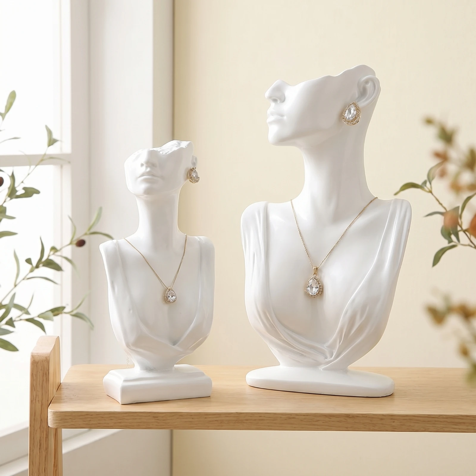 Jewelry Mannequin Bust Resin Jewelry Display Bust Necklace Display Stand Sculpted Stable for Boutique Owners, Vanity