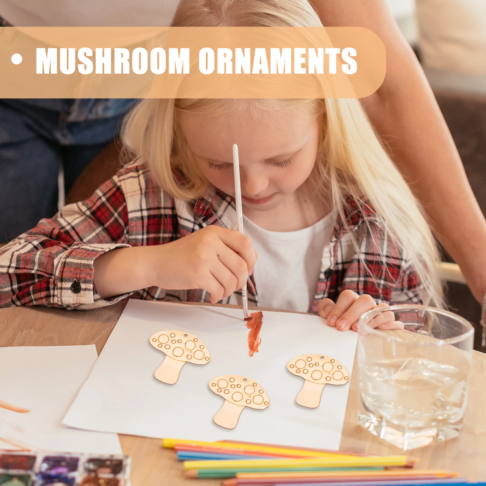 

10Pcs Wooden Mushroom Shape Gift Tags with Hole for Hanging DIY Scrapbooking Wedding Party Decorations Wood Slices