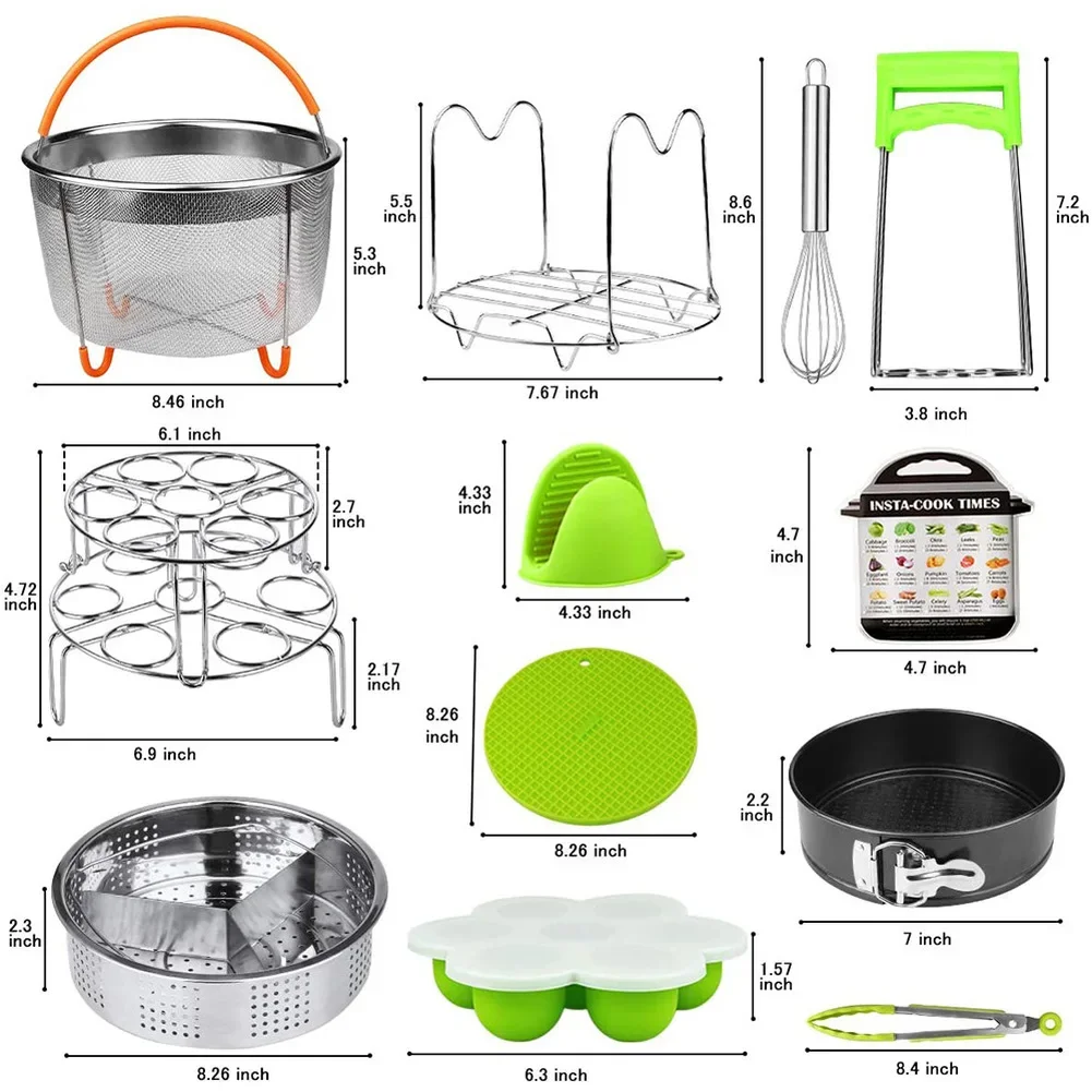 Imagem -06 - Panela de Pressão Conjunto Fit para Instant Pot8qt Cestas Steamer Springform Pan Empilhável Egg Steamer Rack Egg Batedor 18 Peças