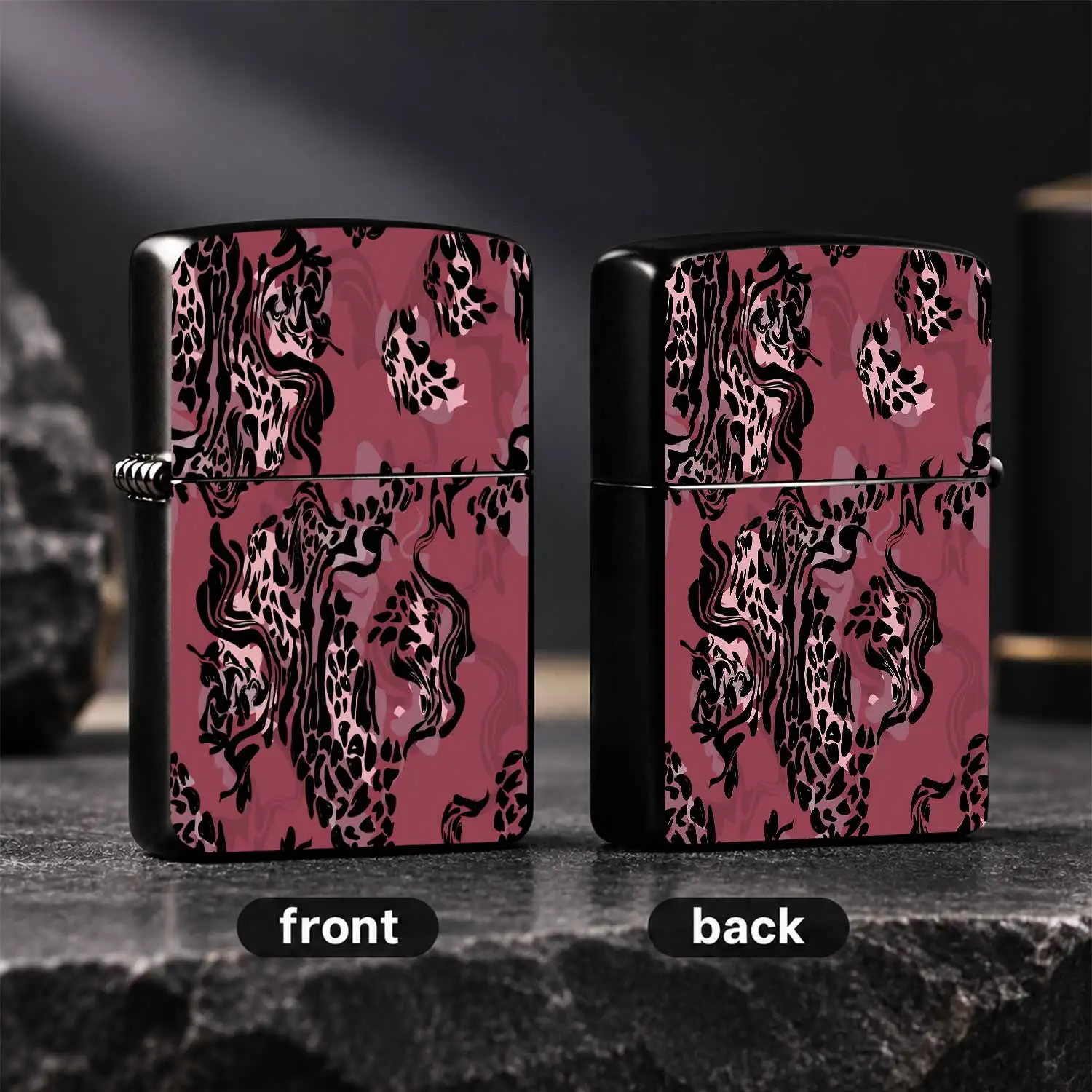 Trendy Marbled Leopard Print Lighter, Retro Wine Red Base With Artistic Irregular Spots, Stylish Portable Multi-Scene Usable Accessory, Exquisite Unique Gift For Friends, High Aesthetic Daily Decorative Practical Item, Delicate Print Long L