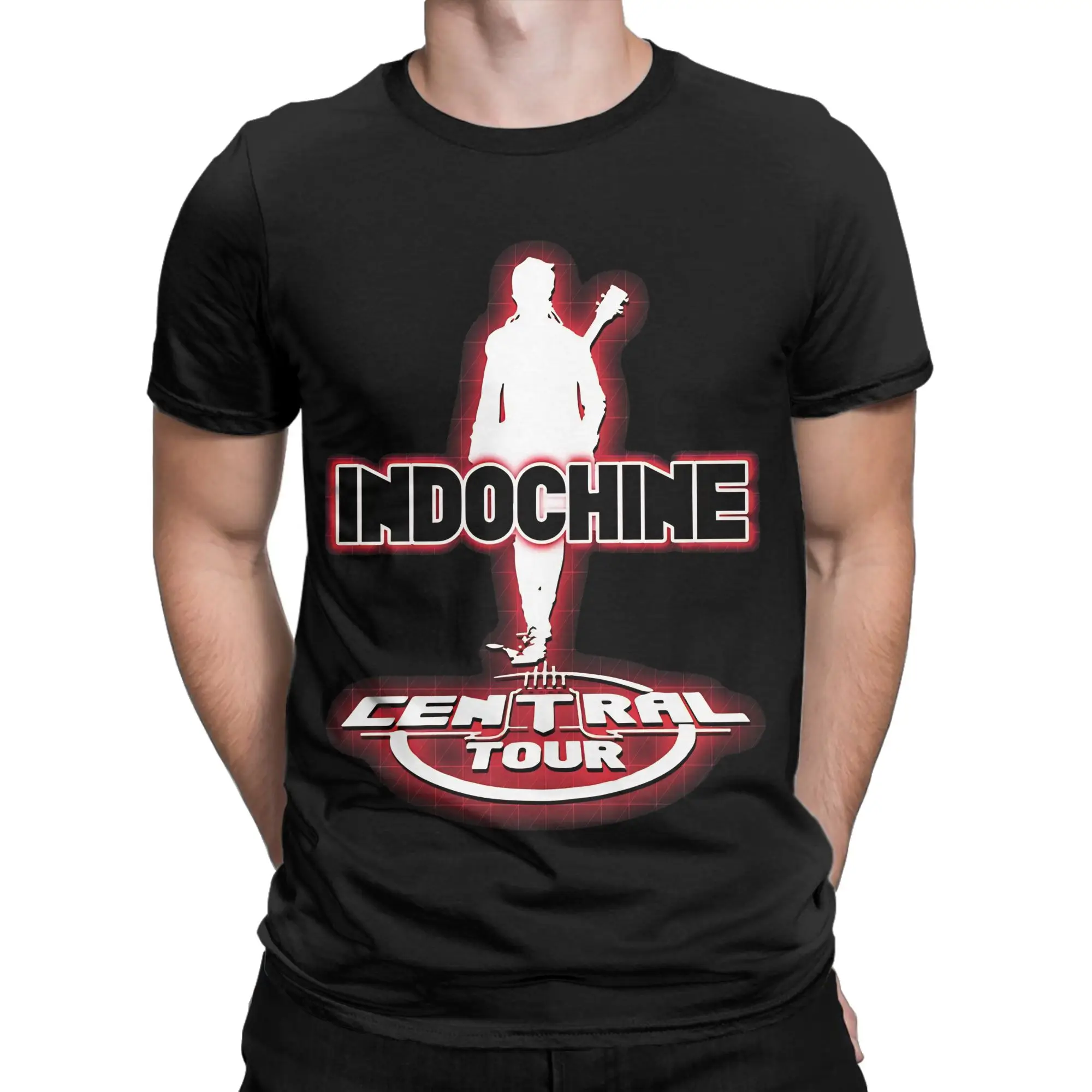 Retro Rock Logo Style Graphic 100% Cotton T-Shirt Indochine Tops Tees For Men