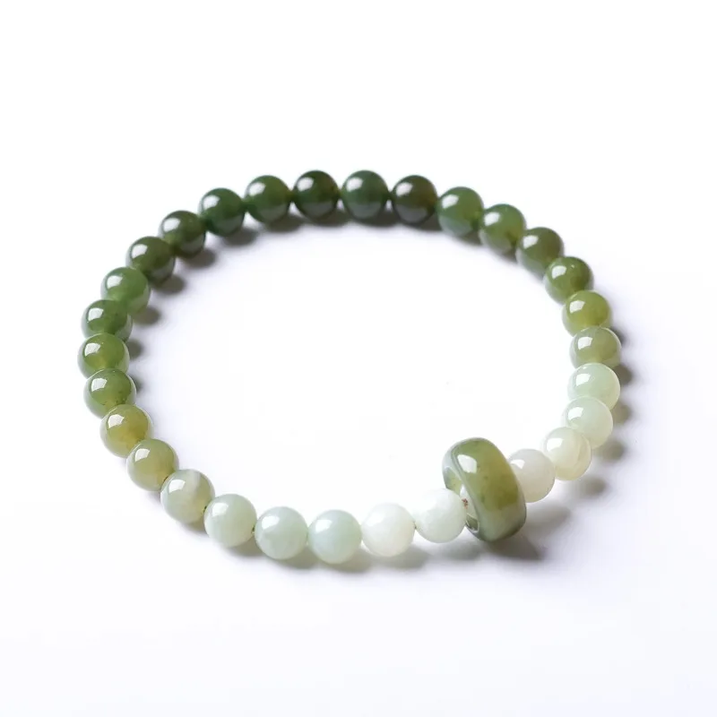 

Natural Hetian Jade Gradient New Chinese Style Bracelet Adjustable Loop Summer Versatile Beaded Bracelet Gifts