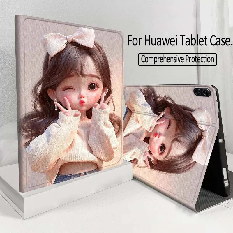 

Cute cartoon girl design Tablet Case For Huawei MatePad M5 T5 SE 11 Pro Honor Tab 5 V7 V8 X9 GT 10.1 10.8 Inch