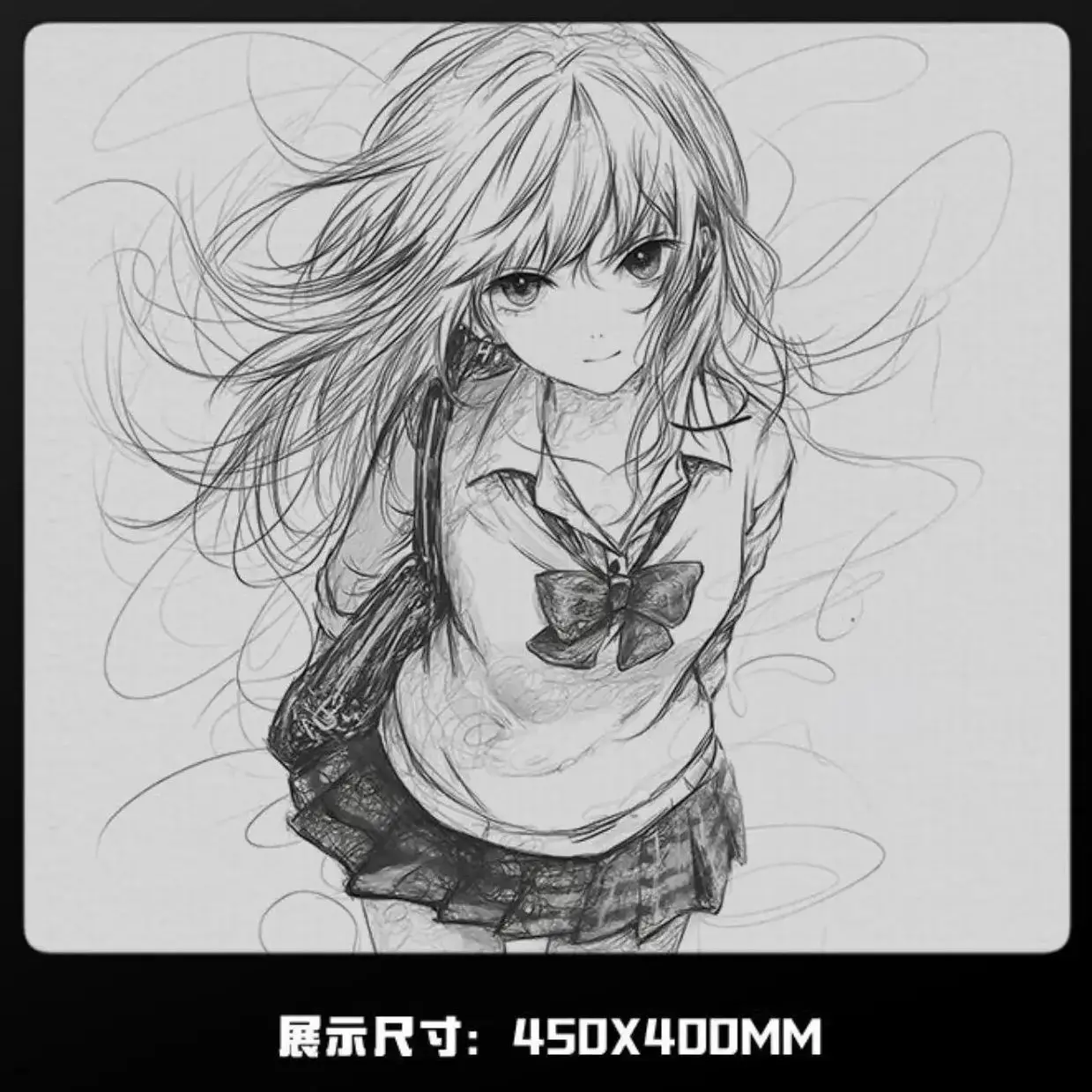 

Black Line Girl Glass Mousepad Sora Game Mouse Pad Customized Pattern Tempered Smooth Gaming Desk Mat Fps Esports Office Gaming