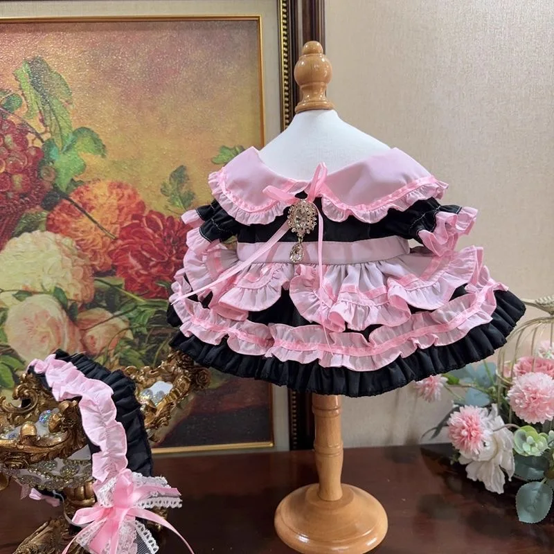 Robe de poupée en coton de 20CM, rose-noir, 10CM 15CM 40CM, vêtements de poupée en coton 50-55cm, vêtements de poupée Reborn
