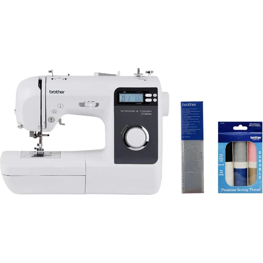 

ST150HDH Strong & Tough Sewing Machine, and SASEW6 6-Piece Premium Sewing Thread Pack, SA520 Water Soluble Stabilizer