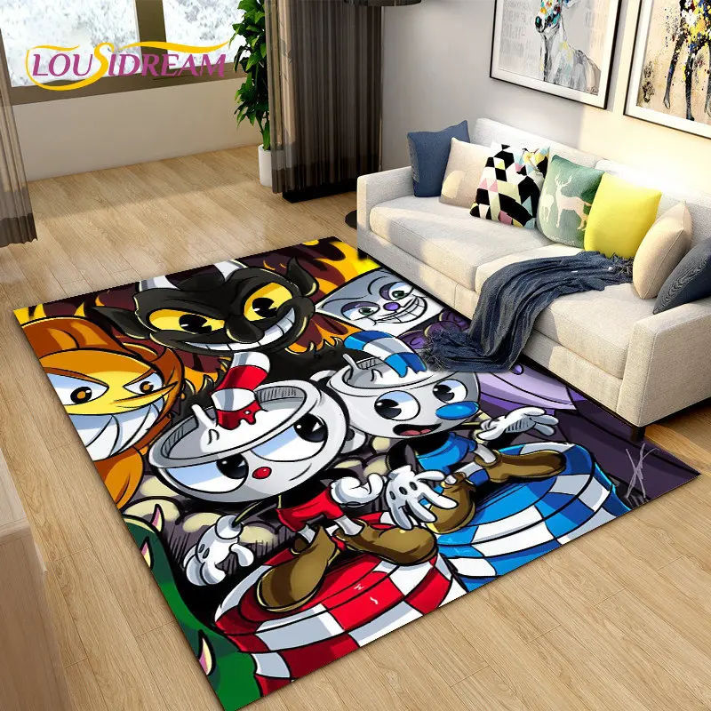 Cuphead and Mugman,Game Gamer Area Rug,Carpet Rug for Living Room Bedroom Sofa Doormat Decoration, Kids Play Non-slip Floor Mat