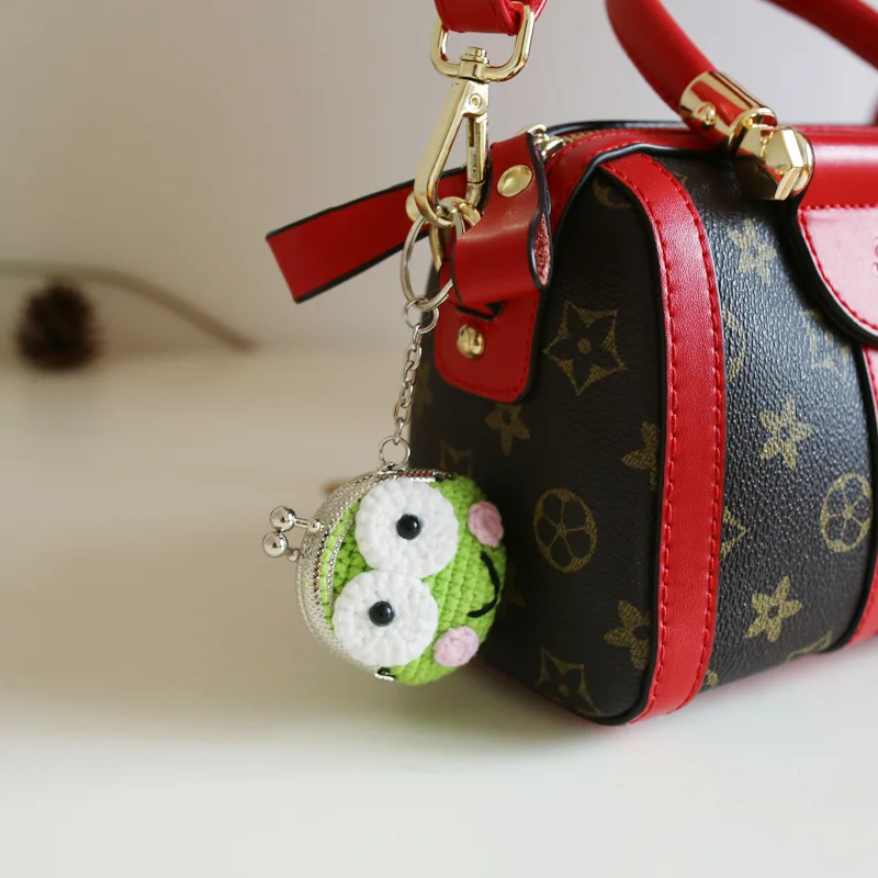 Creative Cartoon Animal Knitting Mini Bag DIY Handmade Yarn Crochet Coin Key Metal Pocket