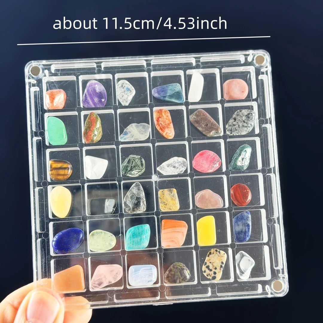 36PCS Natural Crystal Mineral Specimen Set, Geology Educational Kit, Home Desk Decor, Collector Gift