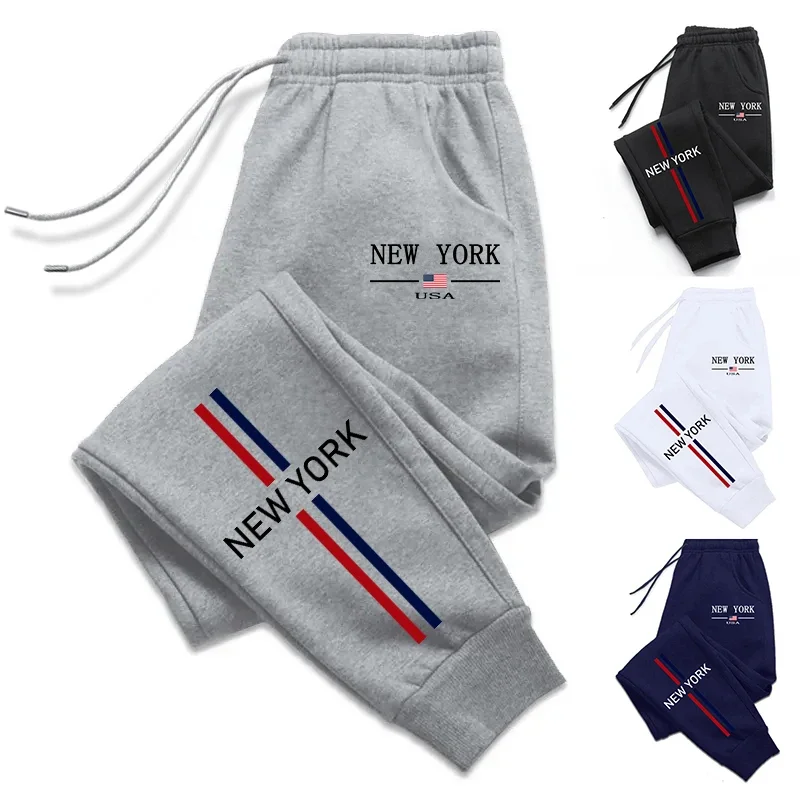 

New in Mens Sweatpants Printing Casual Pants Outdoor Gym Fitness Sports Jogging Man Trousers Autumn Winter Street Sportswear