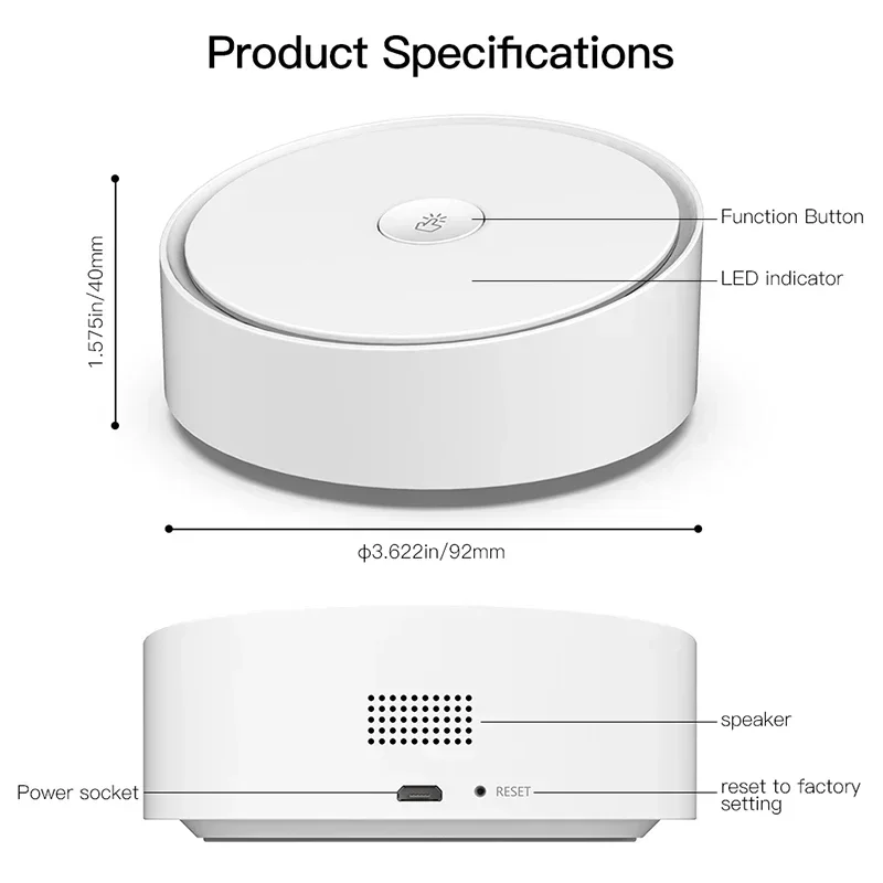 Smart Life Tuya Smart Multi-mode Gateway ZigBee Bluetooth-Compatible WiFi Hub Wireless Control with App Alexa Google Home Voice