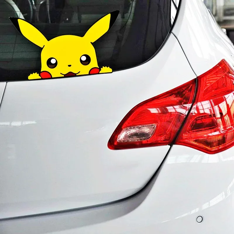 Cartoon Pokemon Pikachu Creative Car Decoration Sticker Cute Waterproof Anime Car Window Glass Sticker funny auto accessories