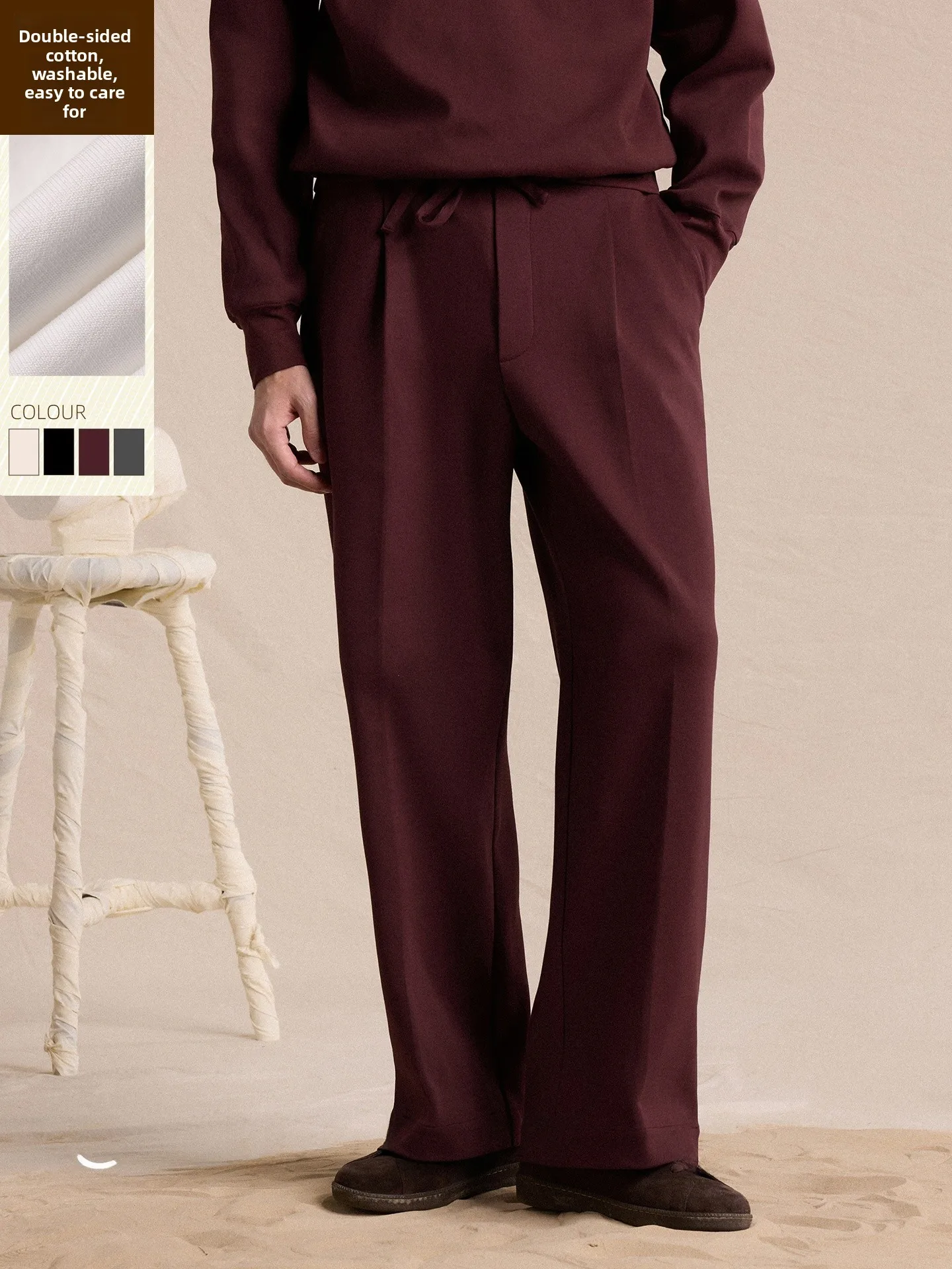 

Мужские спортивные брюки Cultum свободного кроя с широкими штанинами и шнурком, из плотного двустороннего чистого хлопка, повседневные, на все сезоны