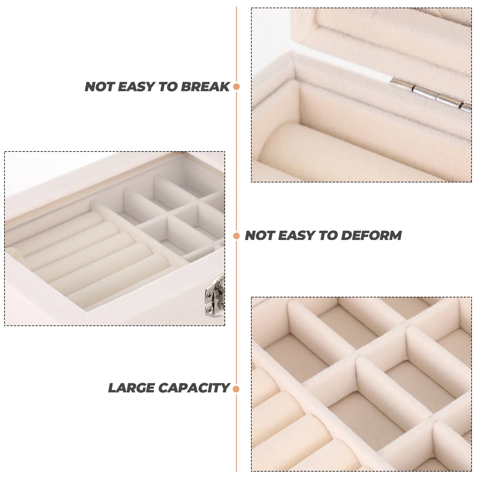 

Flannel Jewelry High Capacity Necklace Display Case High Capacity Jewelry Case Beige Waterproof Dustproof Storage Organizers