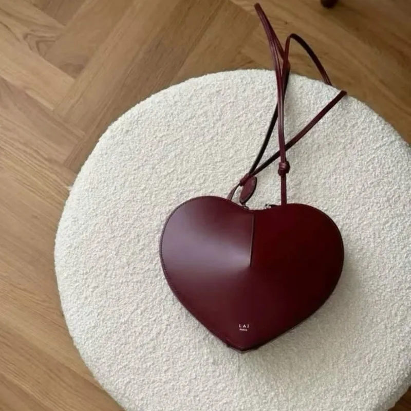 

alai love heart bag 2025 fashion peach heart box bag miniature design styling bag texture shoulder strap bag