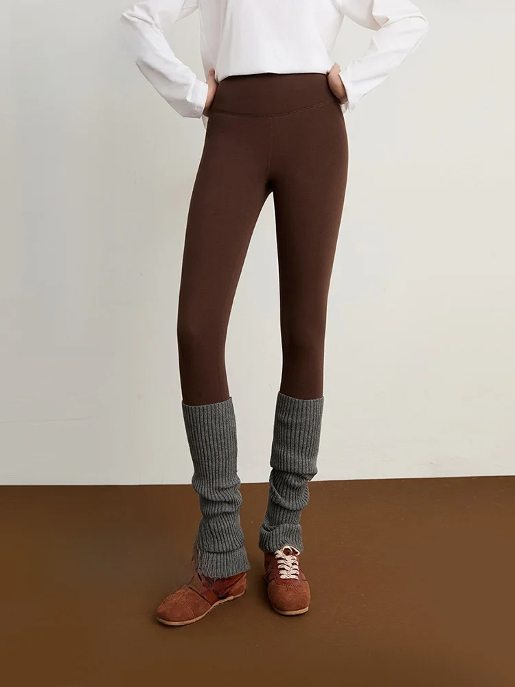 

Новые женские зимние леггинсы с высокой талией, на флисовой подкладке, эластичные, облегающие, базовый слой, длинные, цвет кофе DPLAY