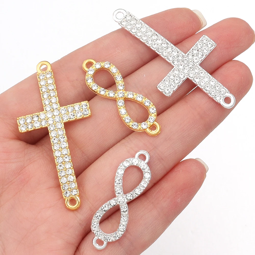 

5pcs/lot Alloy Charm Enamel Charm Cross 8-Character Shape Jewelry Making DIY Necklace Earrings Keychain Gold/Silver Color Charm