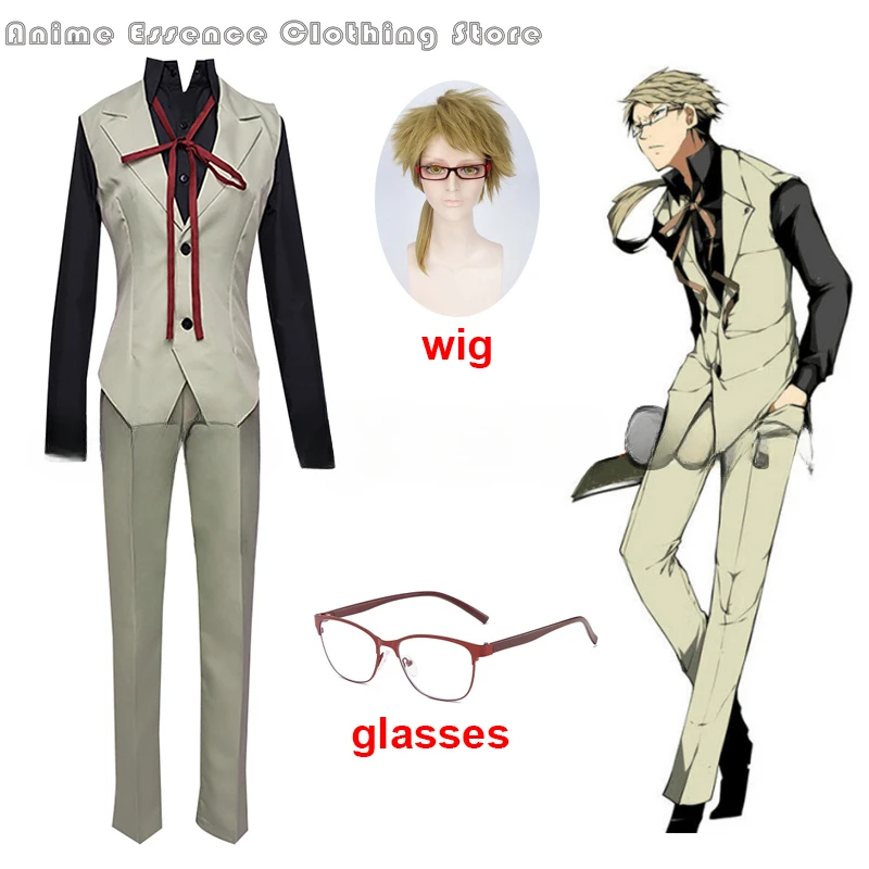 Anime Bungou Stray Dog Cosplay Kunikida Doppo Cosplay Wigs Full Uniform Set Costume Anime Men Halloween Carnival For Adults Man