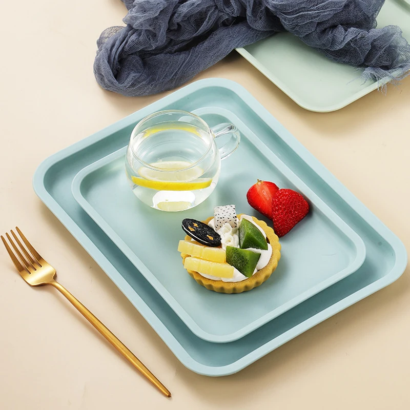 

Plastic Rectangular Living Storage Nordic Tray Restaurant Room Hotel Coffee Shop Take a Way Food Fruit For Organizer