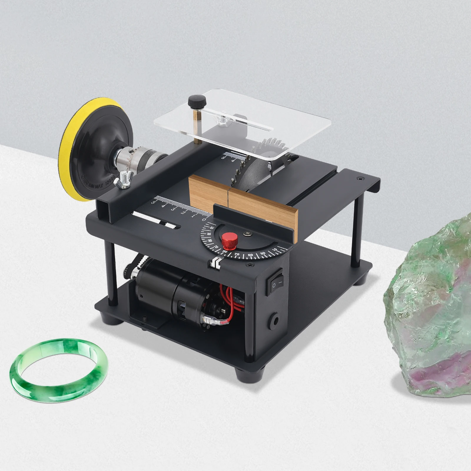 

Mini Table Saw Compact Design Multi-functional Desktop Saw with Sandpapers Cutting Precision Crafts Model Making Handicraft