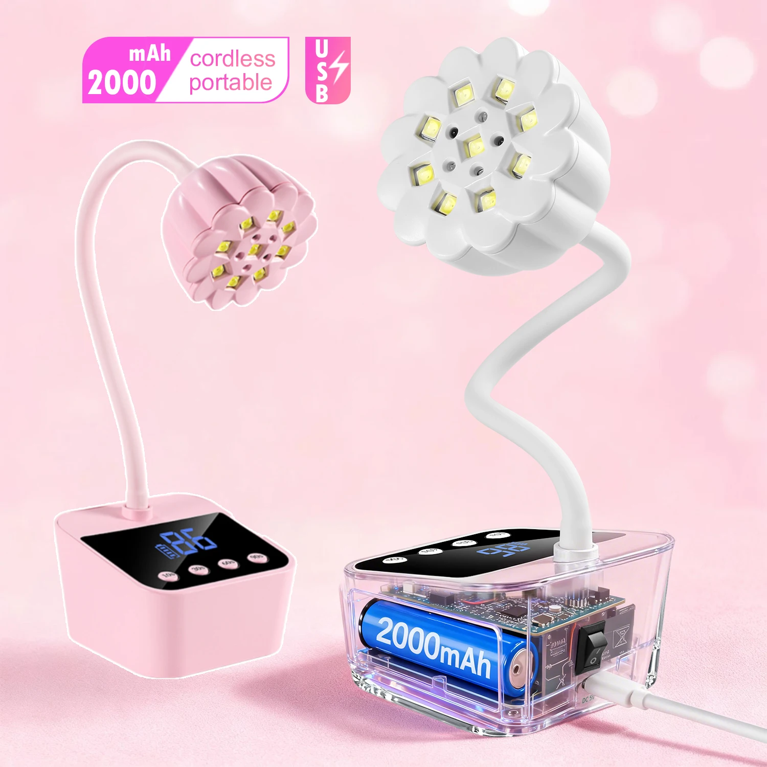 DianaBeauty UV Led-nagellamp Oplaadbare nageldroger 4 timerinstellingen HD-displaytafel UV-nagellamp voor manicure nagelgereedschap