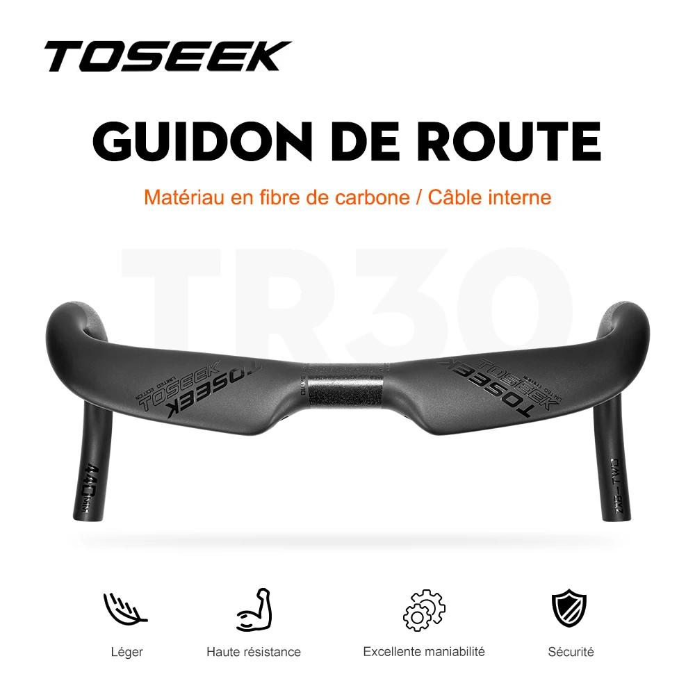 TOSEEK TR30 vélo carbone route guidon 380/400/420/440mm UD mat routage interne route vélo poignée barre pièces de vélo