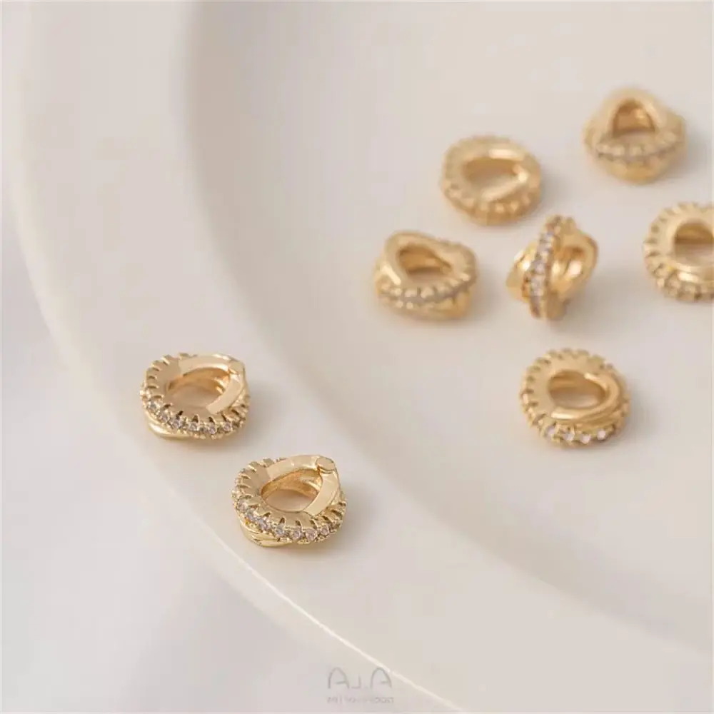 14K Gold Plating Knot Twist Ring Spacer Bead Ferrule Accessories Handmade DIY Earrings Bracelets Ear Jewelry Handmade Materials