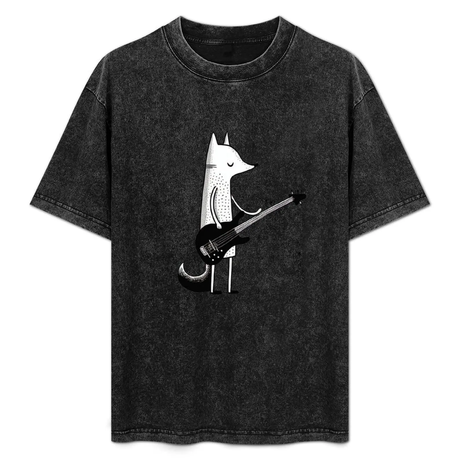 

Fox playing the bass guitar T-Shirt blanks cute tops anime stuff t shirt men 100℅ cotton