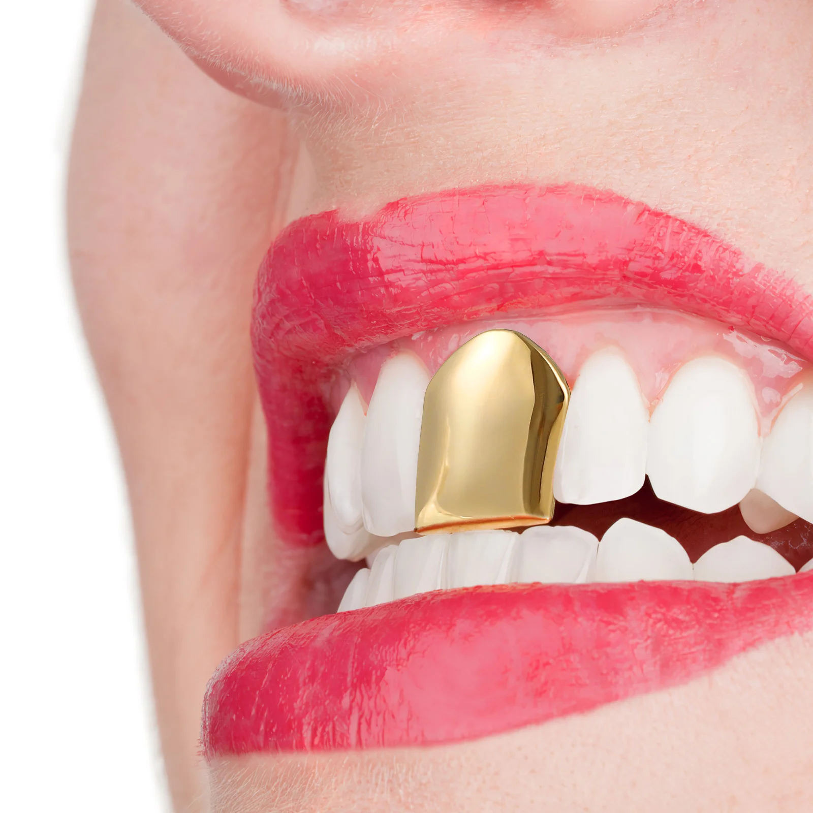 Unisex Trendy Solid 14k Gold Plated Small Single Tooth Hip Hop Teeth Grill (Gold) hiphop tooth tooth cap