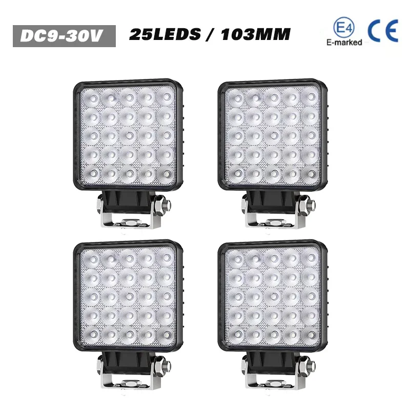 

4Inch 25LED Square Floodlight 12-36V 5050chip Car Work Light For Jeep Truck Boat Tractor ATV Offroad 4X4 Barra LED Headlights
