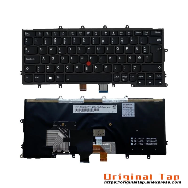 DK Danish Backlit Keyboard for Lenovo Thinkpad X270 A275 01EN595 01EP071