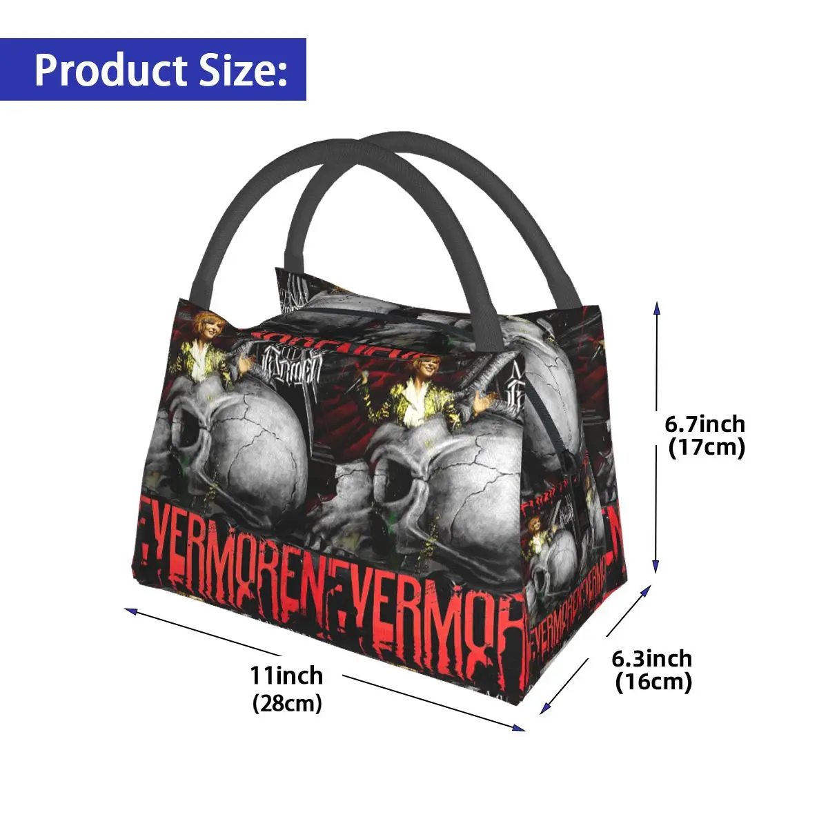 Nevermore Skeleton Mylene Farmer Insulated Lunch Bag for Women Picnic Storage Food Boxes Container Cooler Thermal Lunch Box Tote