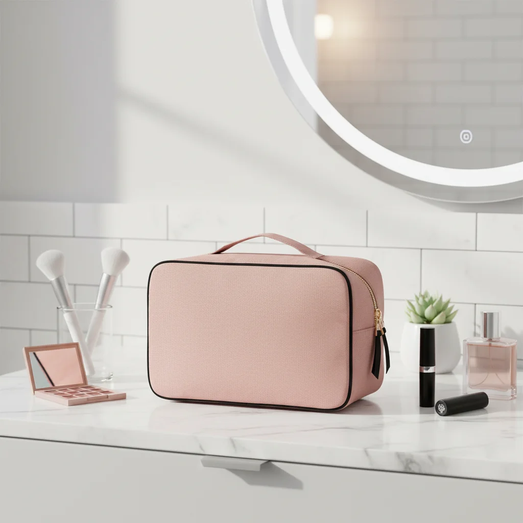 

Large Capacity Expandable Hanging Makeup Bag Canvas Tote Cosmetic Organizer with Hook for Travel