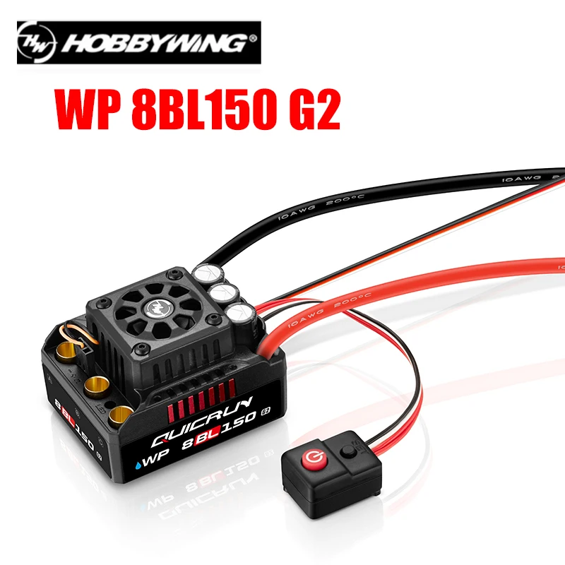 

HOBBYWING QuicRun WP 8BL150 G2 3-6S Waterproof Brushless Sensorless ESC Speed Controller for 1/8th Truck, Monster Truck