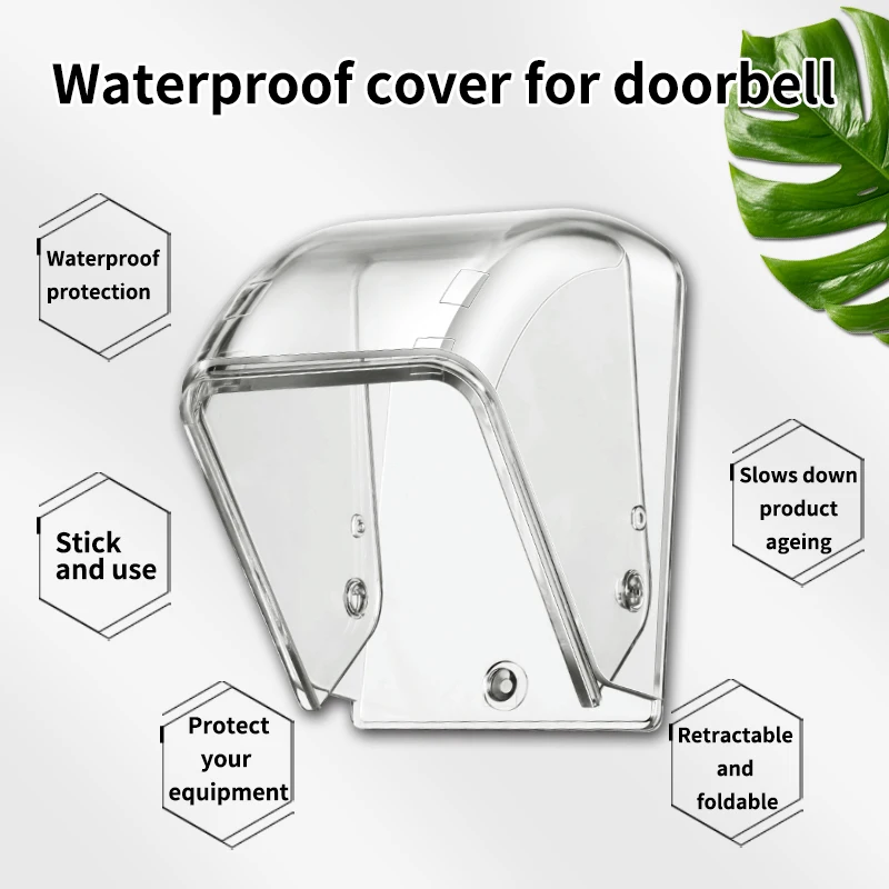 CACAZI Outdoor Doorbell Button Waterproof Cover Wireless Ring Chime Button PC Transparent Raincover for Home Case Protect Button