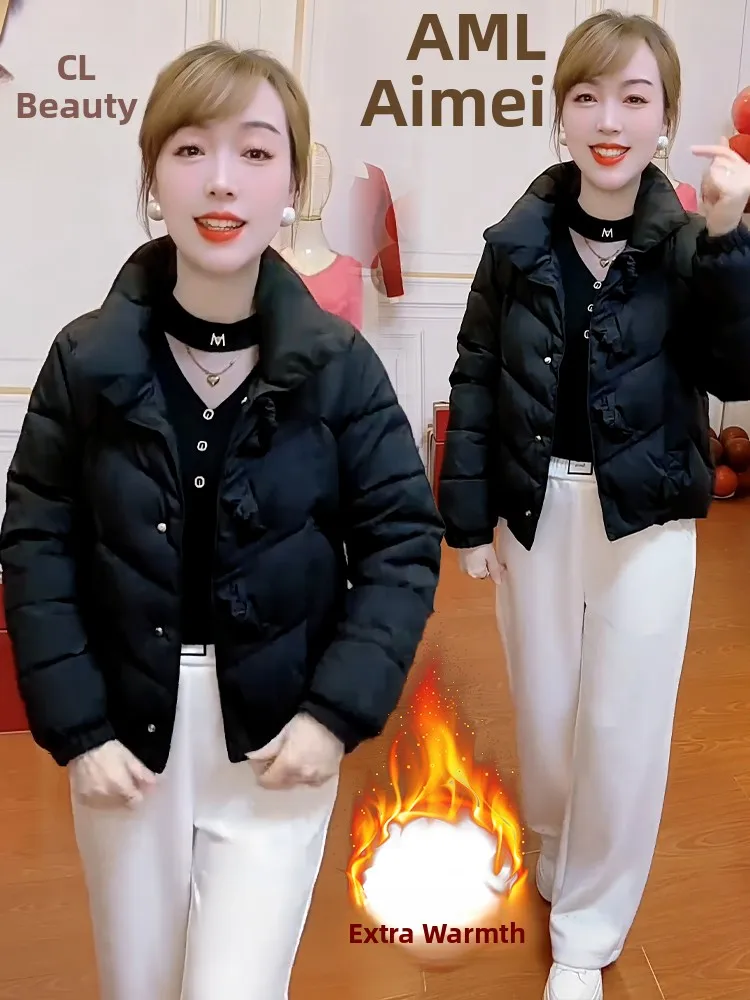 

Женская зимняя теплая куртка-пуховик из хлопка, уникальное красивое пальто в корейском стиле, свободный крой, длинный рукав