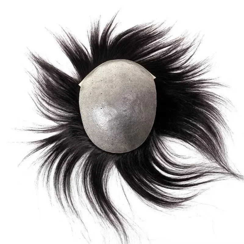 Durable exquisite monochrome wig men's wig men's ultra-thin skin PU base lace