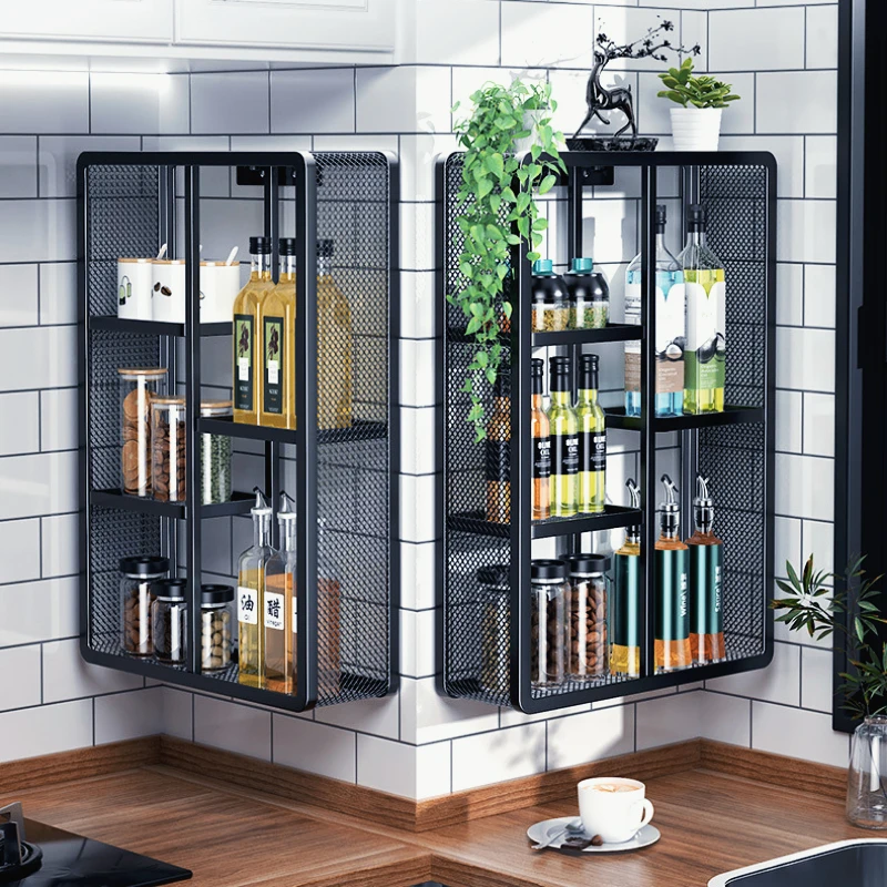 

Wall Mounted Kitchen Seasoning Storage Rack Multifunctional Living Room Shelf Household Bathroom Sundry Storage Holder