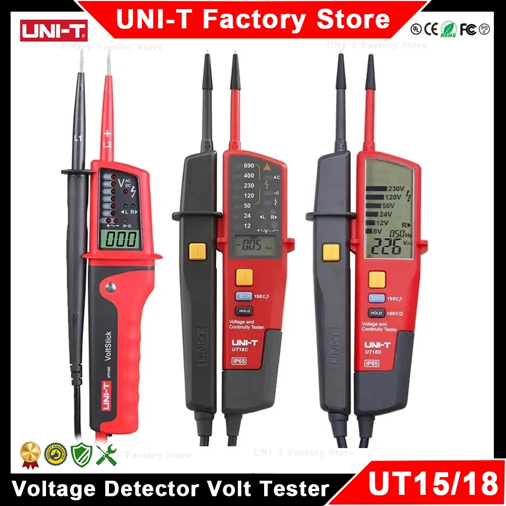 UNI-T Voltage Detector UT15C UT18C UT18D Digital Voltmeter 3 Phase Sequence Continuity Multimeter Voltage Tester Probes