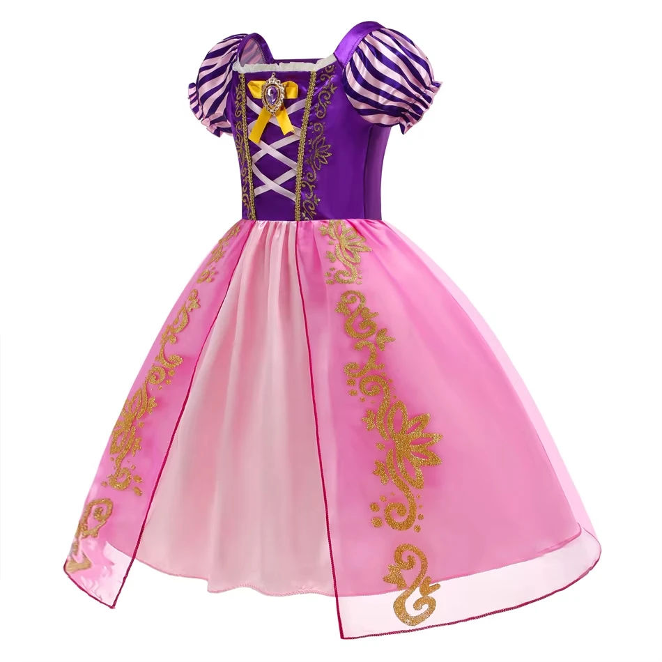 Rapunzel Costume for Girls Princess Dress Cosplay Tangled Halloween Carnival Birthday Party Fancy Gown Outfit Clothes