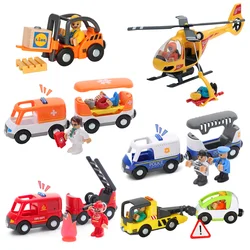 New Multifunctional Magnetic Car Ambulance Police Car Compatible with Thomas Wooden Track Train Toys For Kids