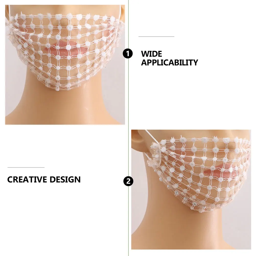 

Facial Masks Rhinestone Decorative Net Yarn Ornament Jewelry Adornment Festival Veil Prop White Face