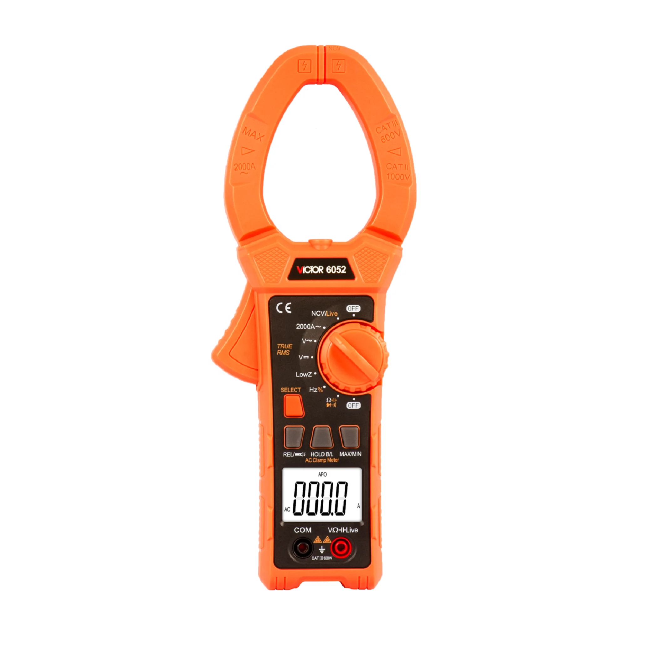 

VICTOR 6052 5999 Counts LCD Display Auto Range Digital Clamp Meter True RMS 100kHz Clamp Size 55mm ac dc 1000v 2000a Multimeter